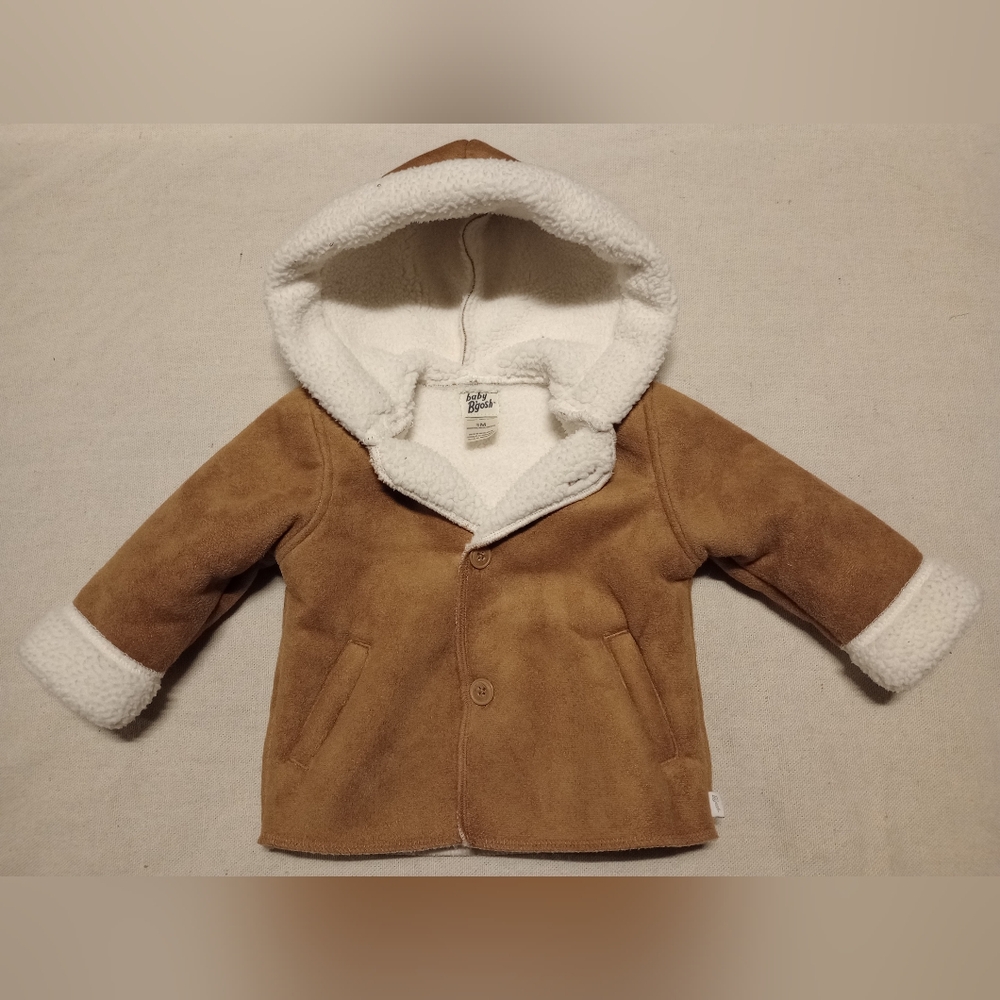 Baby B'gosh Tan Kids Faux Suede And Sherpa Jacket with Hood